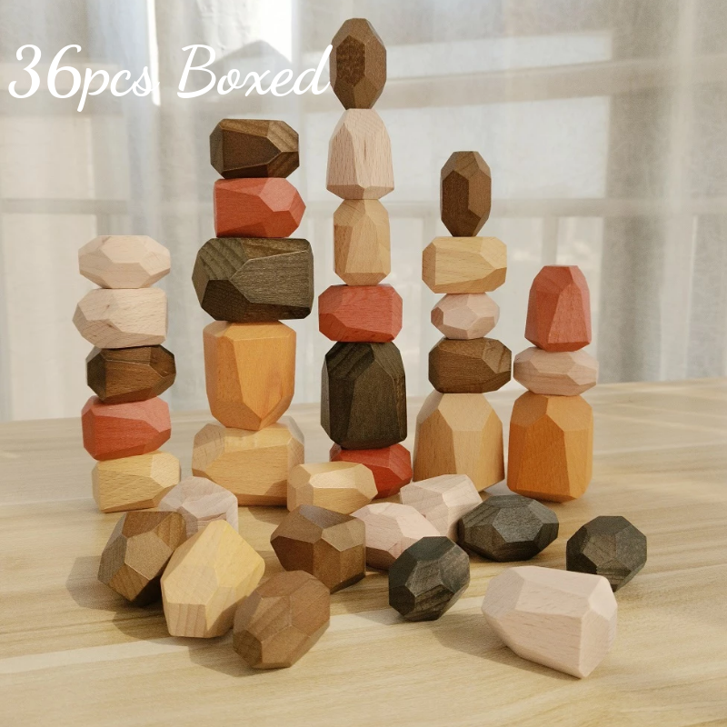 Wooden Building Block Colored Stone